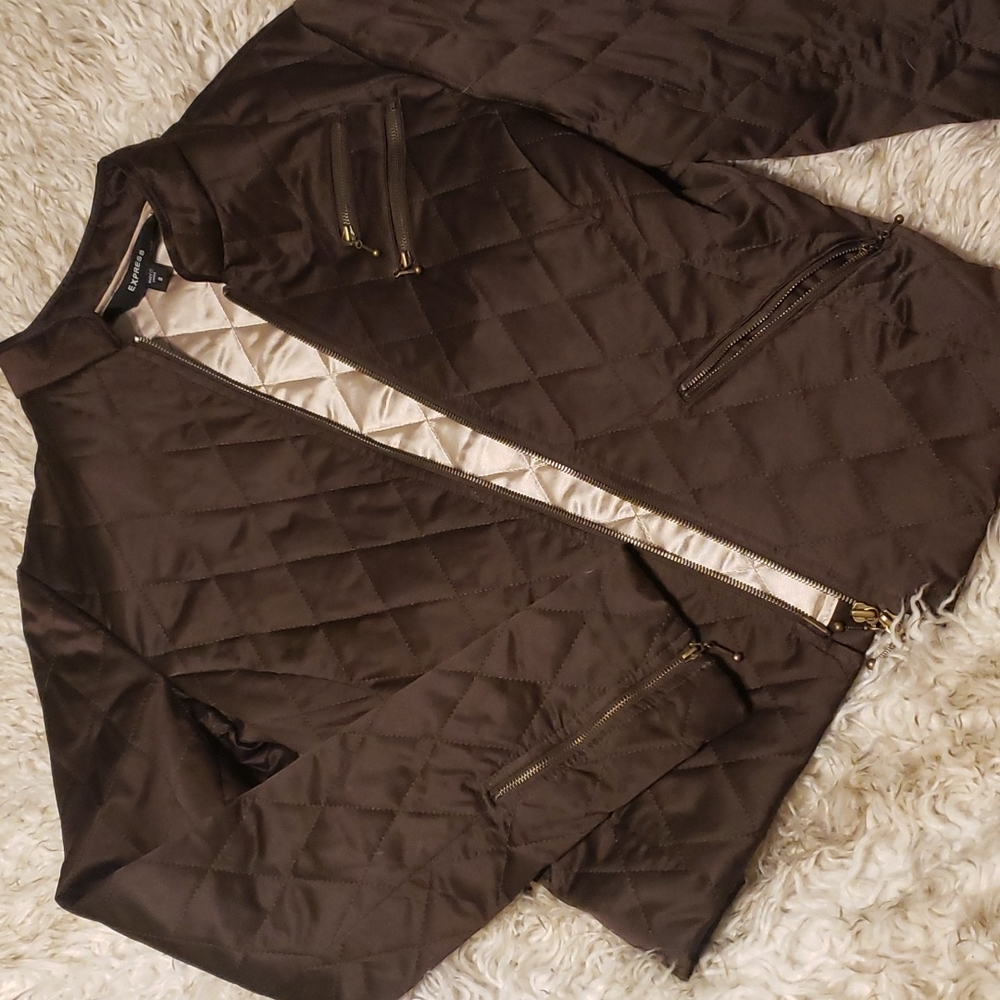 Express Brown quilted women's coat size 8